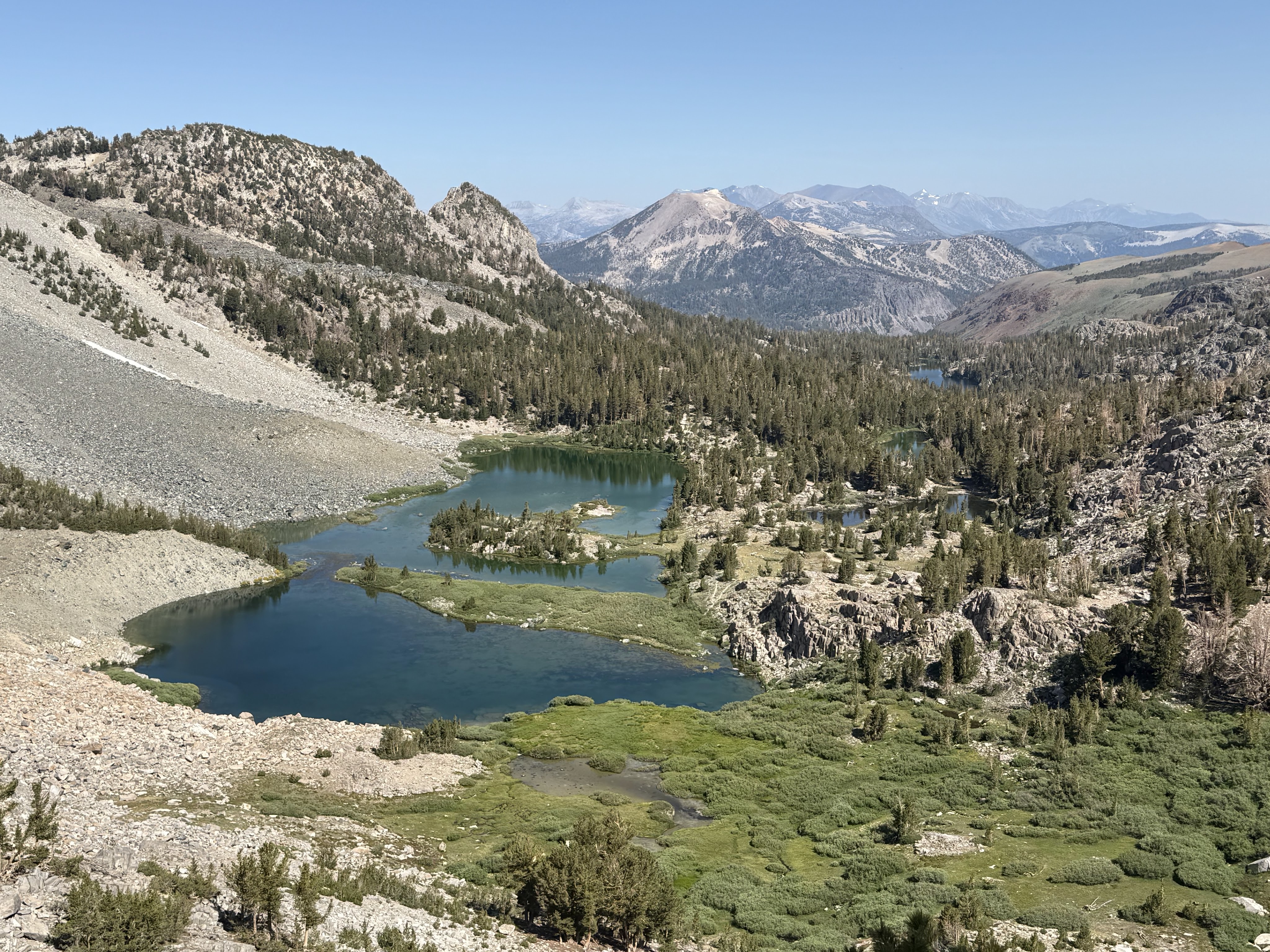 Getting to see all of the lakes I passed by on the way up and seeing Mammoth's ski slopes in the distance